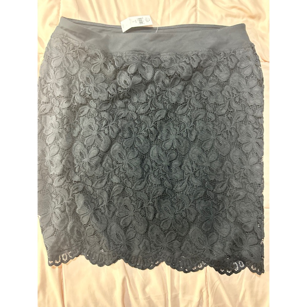 NEW J.Jill Wearver Collection Black‎ Lace Pencil Skirt Women's Size L